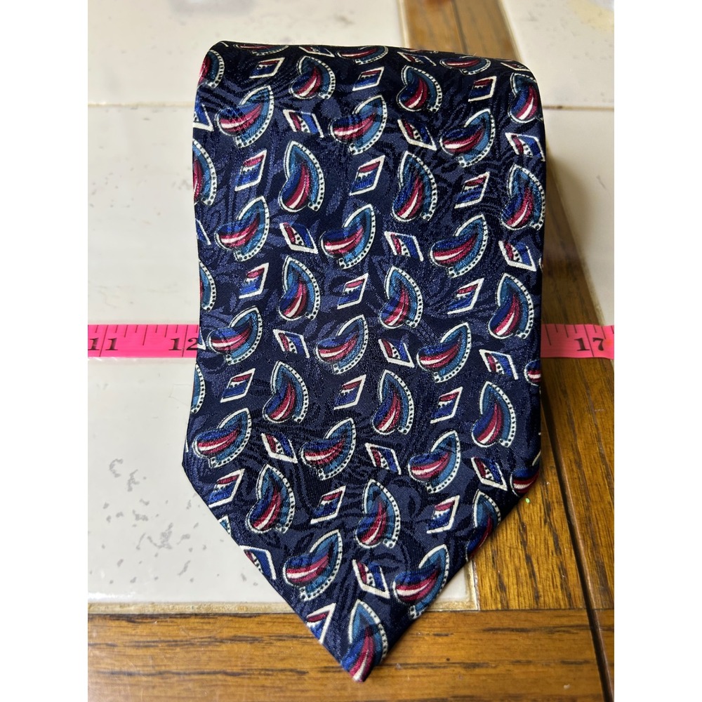 Christian Dior Monsieur Paisly Silk Necktie Blue‎ Red White Formal Mens